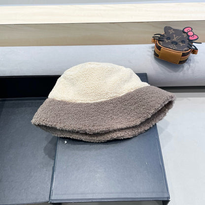 CHAPEAU BOB EN LAINE D'AGNEAU BEIGE MÉLANGÉE MARRON WENGÉ 431623 