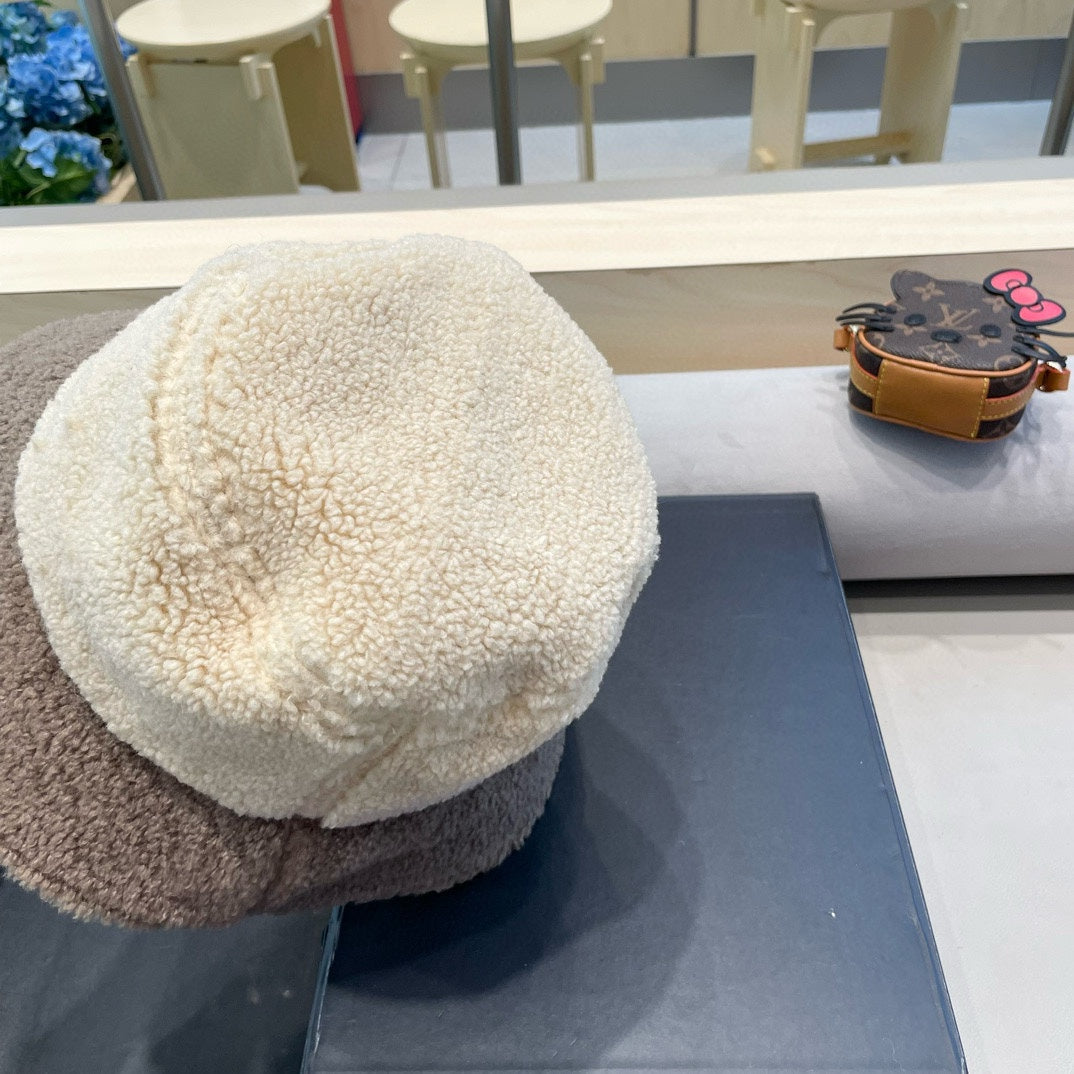 CHAPEAU BOB EN LAINE D'AGNEAU BEIGE MÉLANGÉE MARRON WENGÉ 431623 