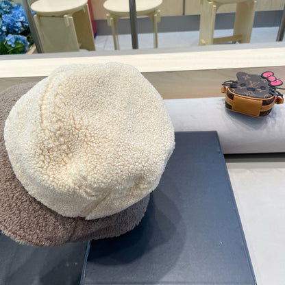 CHAPEAU BOB EN LAINE D'AGNEAU BEIGE MÉLANGÉE MARRON WENGÉ 431623 