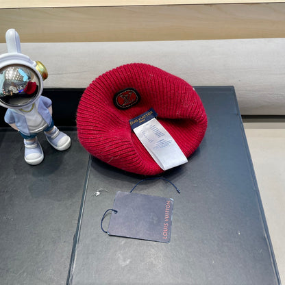 BONNET EN LAINE ROUGE ET FOURRURE DE LAPIN 433476 