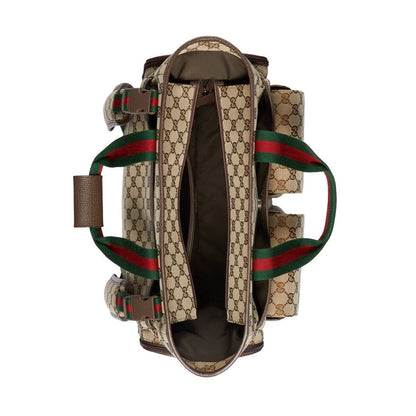SAC À LANGER 40 AVEC TOILE EN CUIR DE VEAU BEIGE ET ÉBÈNE MIX BROW