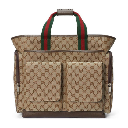 SAC À LANGER 40 AVEC TOILE EN CUIR DE VEAU BEIGE ET ÉBÈNE MIX BROW