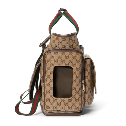 SAC À LANGER 40 AVEC TOILE EN CUIR DE VEAU BEIGE ET ÉBÈNE MIX BROW