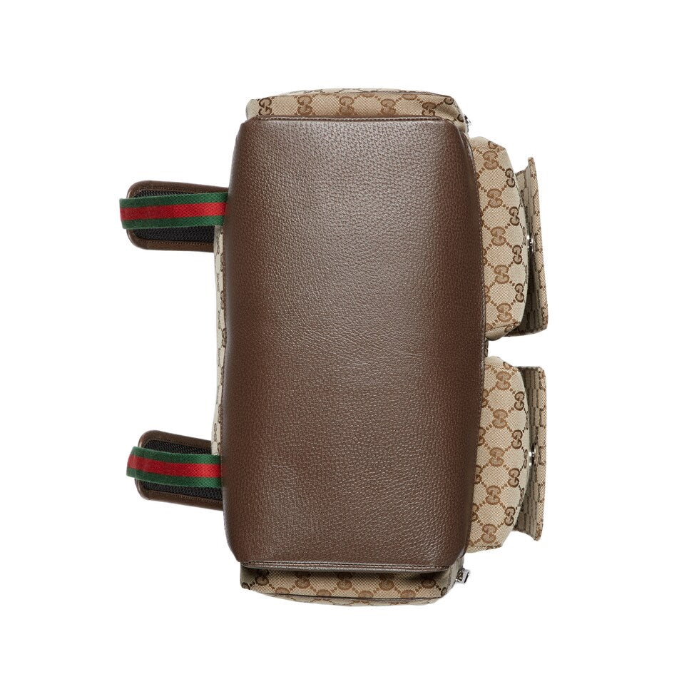 SAC À LANGER 40 AVEC TOILE EN CUIR DE VEAU BEIGE ET ÉBÈNE MIX BROW