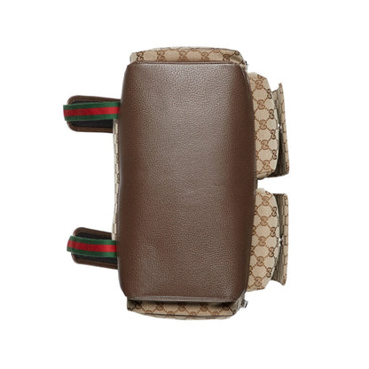 SAC À LANGER 40 AVEC TOILE EN CUIR DE VEAU BEIGE ET ÉBÈNE MIX BROW