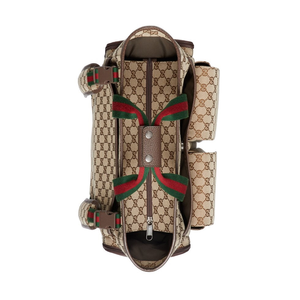 SAC À LANGER 40 AVEC TOILE EN CUIR DE VEAU BEIGE ET ÉBÈNE MIX BROW