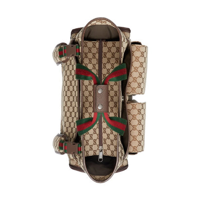 SAC À LANGER 40 AVEC TOILE EN CUIR DE VEAU BEIGE ET ÉBÈNE MIX BROW