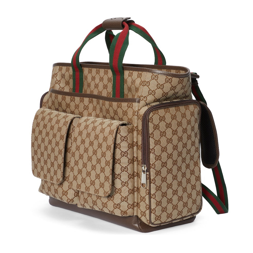 SAC À LANGER 40 AVEC TOILE EN CUIR DE VEAU BEIGE ET ÉBÈNE MIX BROW