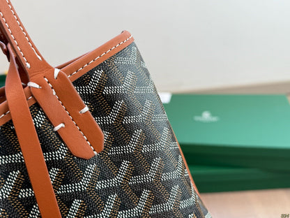 Mini sac Anjou 21 en toile goyardine marron et cuir de veau