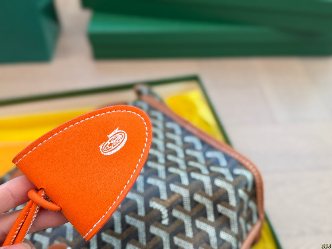 Mini sac Anjou 21 en toile goyardine marron et cuir de veau