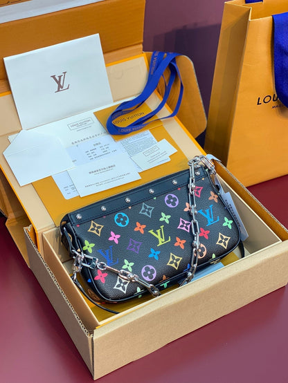 LV x TM ポシェット・アクセソワール 22cm ブラック マルチカラー モノグラムキャンバス