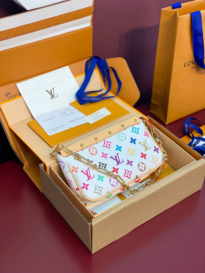 Pochette Accessoires LV x TM 22 cm en toile monogrammée blanche et multicolore