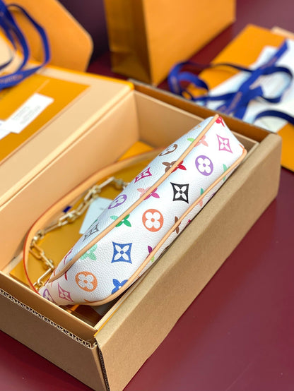 Pochette Accessoires LV x TM 22 cm en toile monogrammée blanche et multicolore
