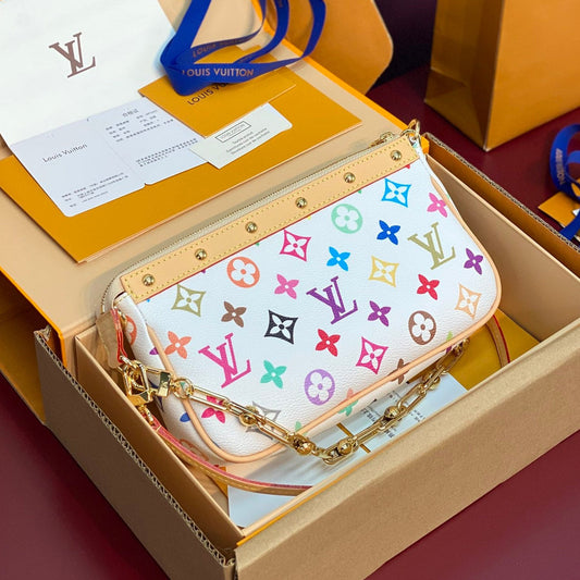 Pochette Accessoires LV x TM 22 cm en toile monogrammée blanche et multicolore