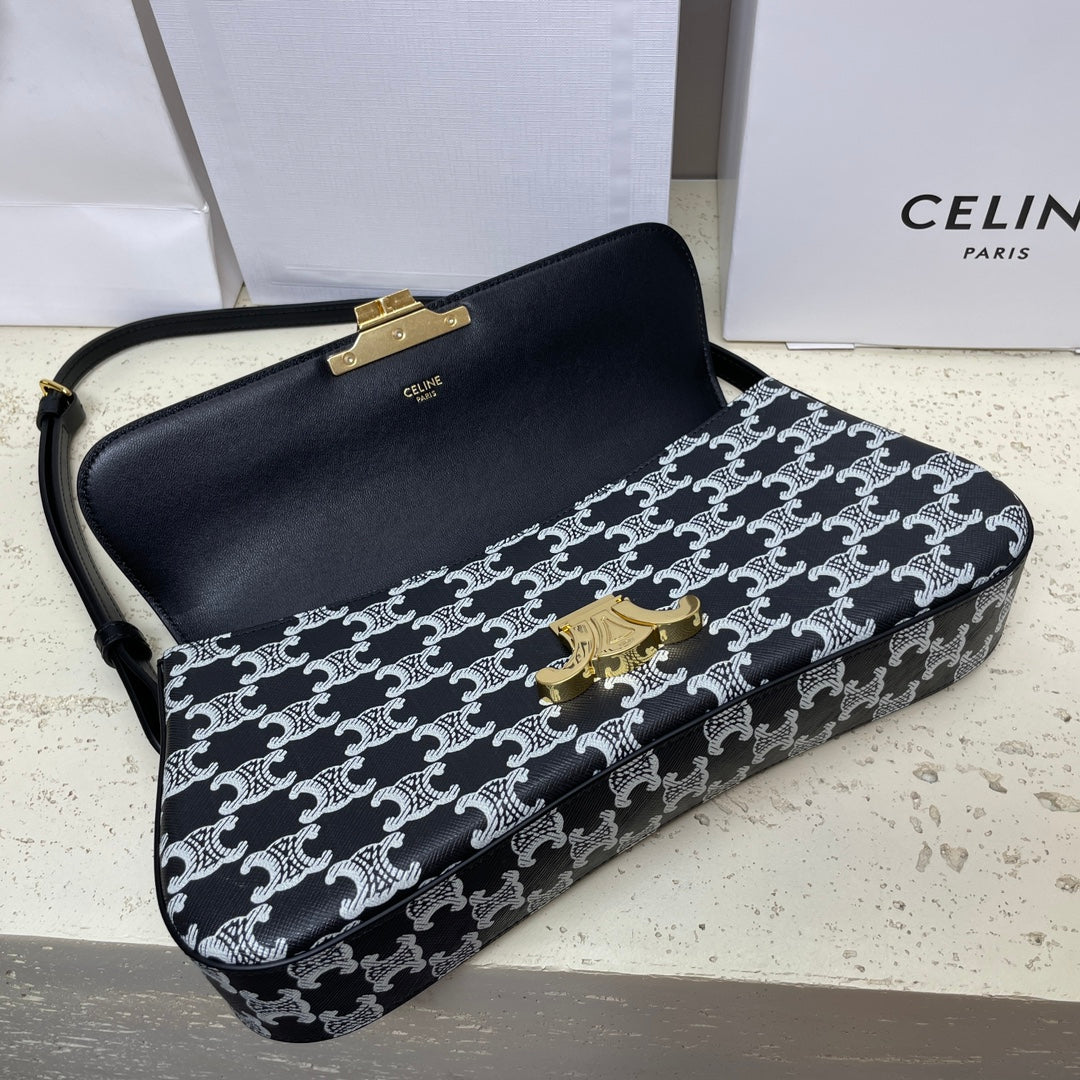 ローラ バゲットバッグ 28 ブラックミックスホワイトモノグラムキャンバス＆カーフスキン