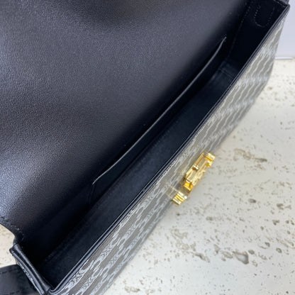 ローラ バゲットバッグ 28 ブラックミックスホワイトモノグラムキャンバス＆カーフスキン