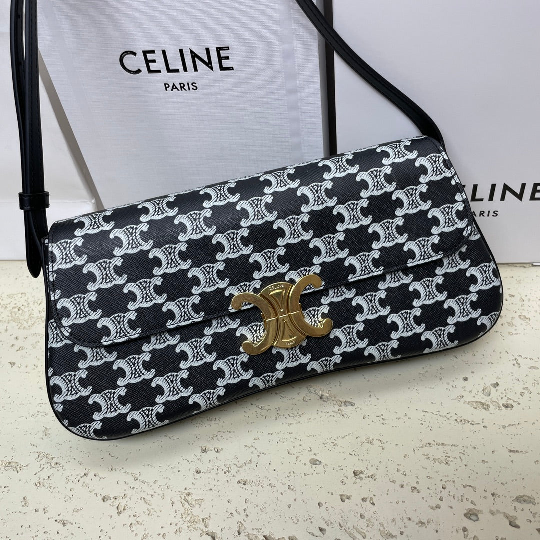 ローラ バゲットバッグ 28 ブラックミックスホワイトモノグラムキャンバス＆カーフスキン