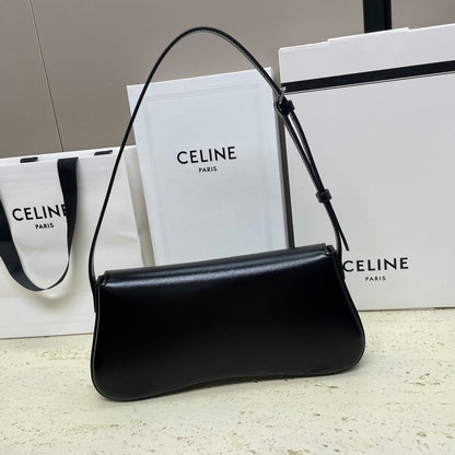 ローラ バゲットバッグ 28 ブラック シャイニーカーフスキン