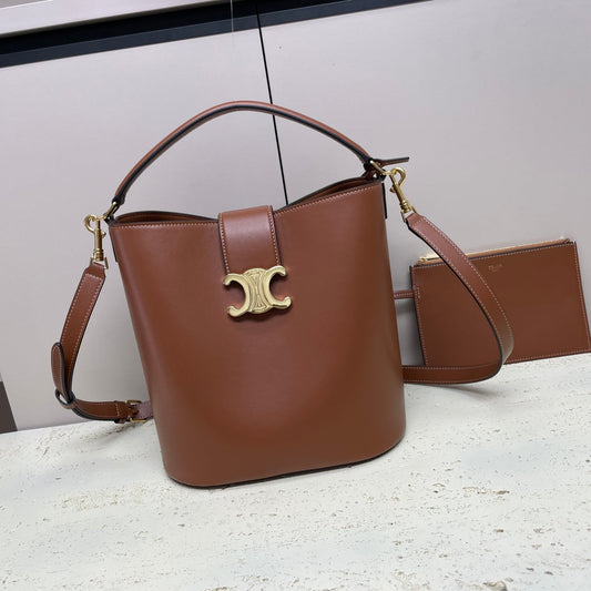 SAC MOYEN 28 LOUISE EN CUIR DE VEAU LISSE MARRON BRONZE