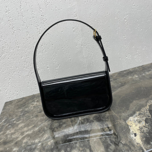 SAC PORTÉ ÉPAULE 20 TERENCE EN CUIR DE VEAU VERNI NOIR
