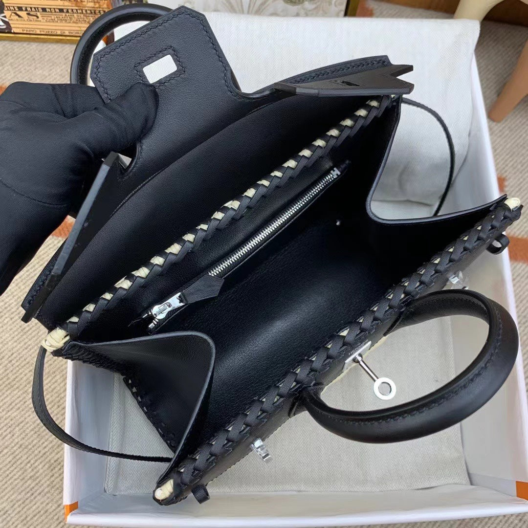 HM BIRKIN 25 CM PICNIC BAMBOU NOIR ET ROTIN