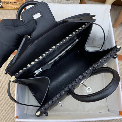 HM BIRKIN 25 CM PICNIC BAMBOU NOIR ET ROTIN