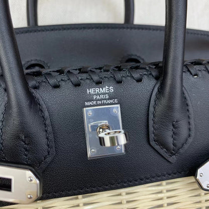 HM BIRKIN 25 CM PICNIC BAMBOU NOIR ET ROTIN