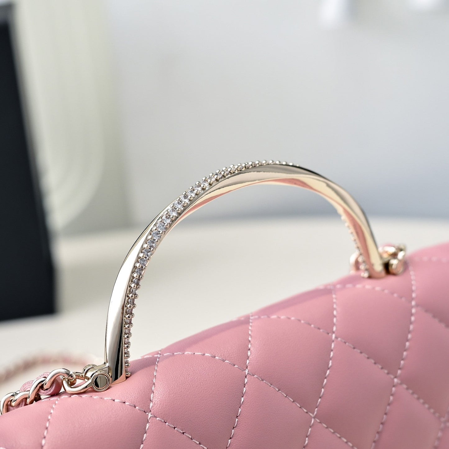 CC 24K Woc トップハンドル 19cm ピンク ラムスキン ライトゴールド金具