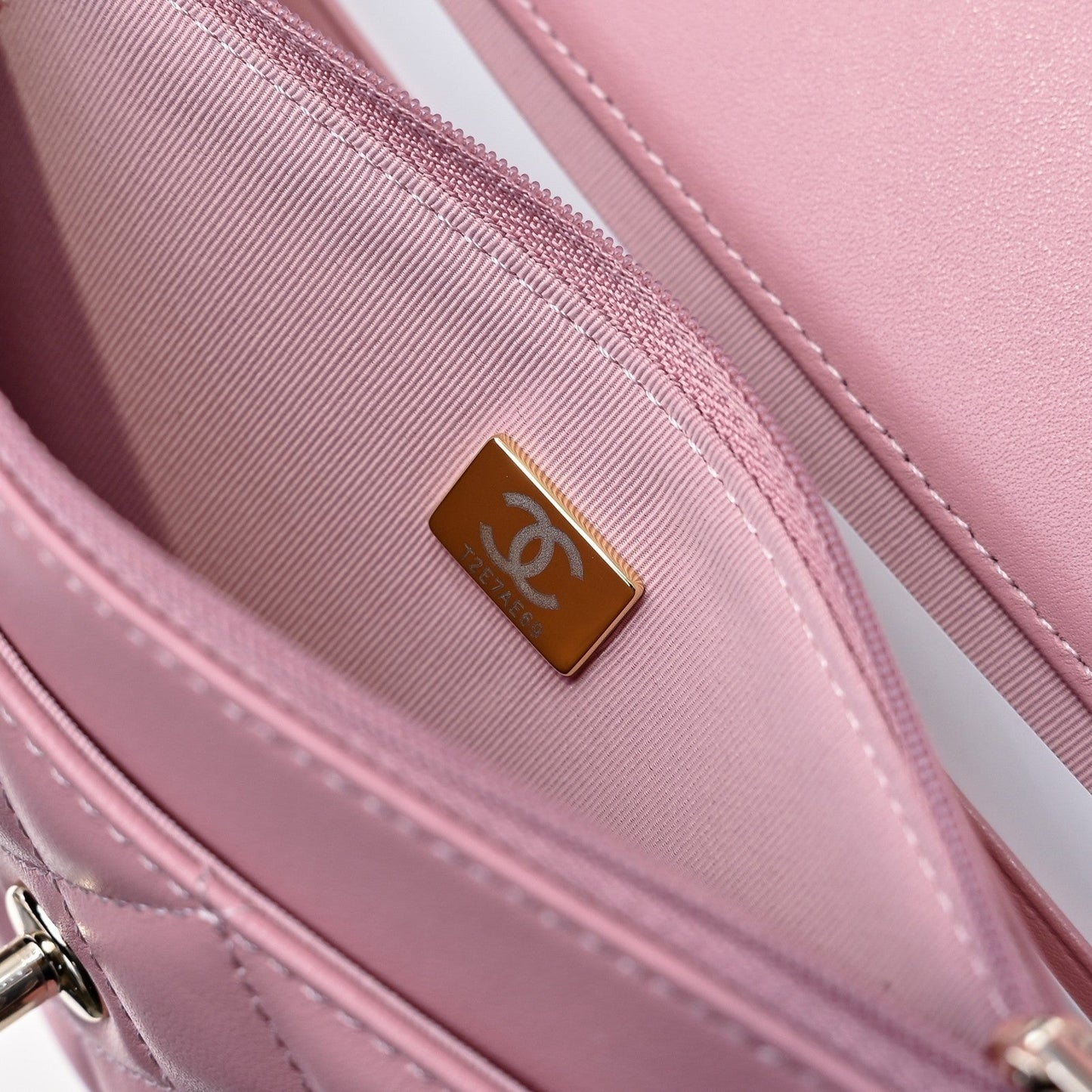 CC 24K Woc トップハンドル 19cm ピンク ラムスキン ライトゴールド金具