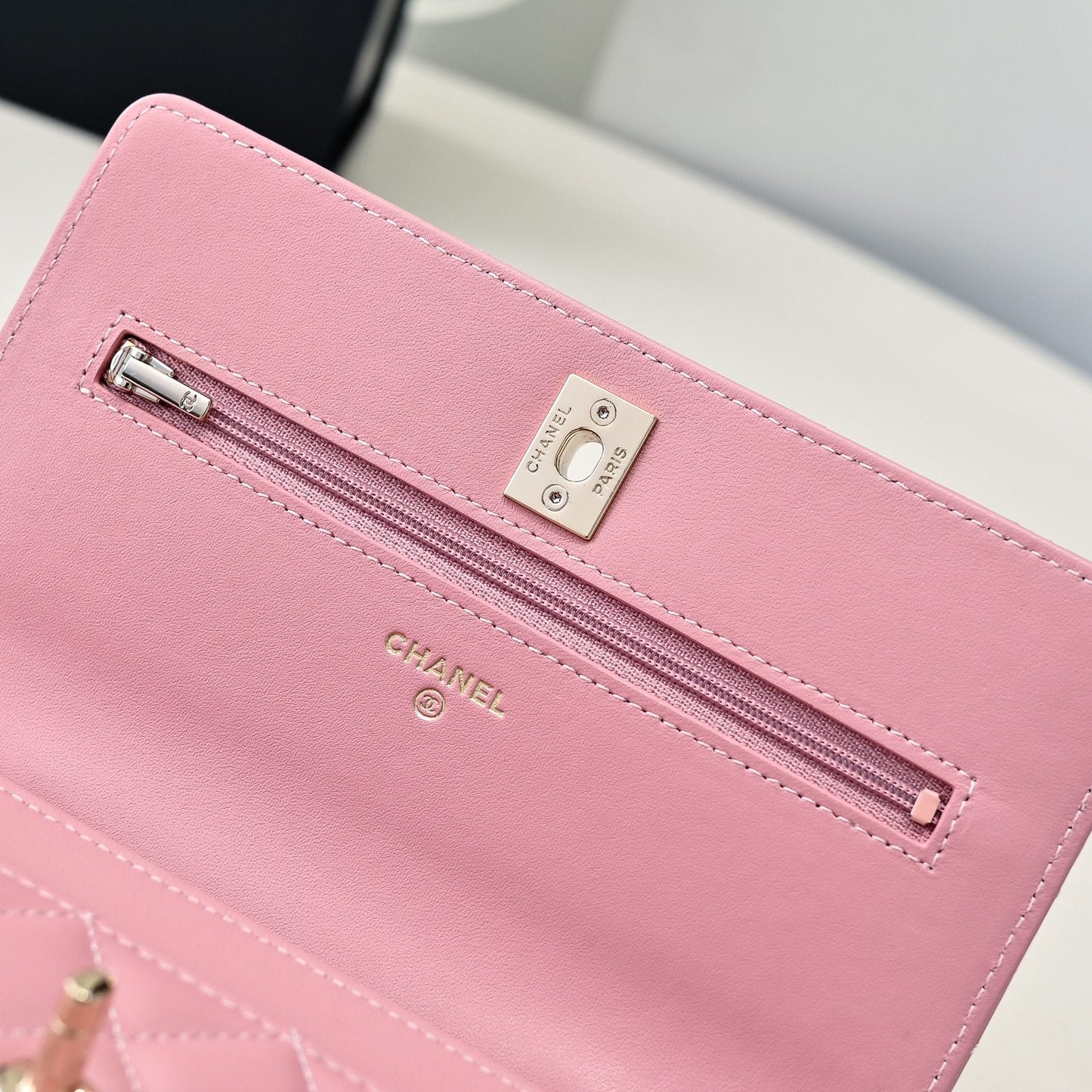CC 24K Woc トップハンドル 19cm ピンク ラムスキン ライトゴールド金具