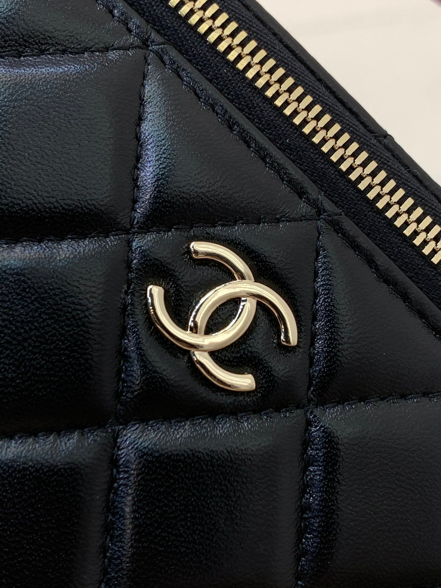 sac bandoulière vanity poignée supérieure 17 cm cuir d'agneau noir rose 