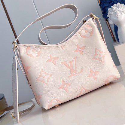 Sac fourre-tout PM 29 en cuir de vachette grainé rose clair avec monogramme 