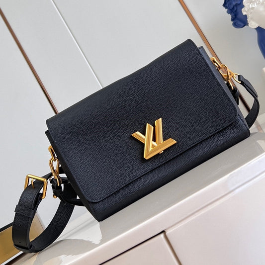 lv soft twist 27 cm cuir de veau noir accastillage doré
