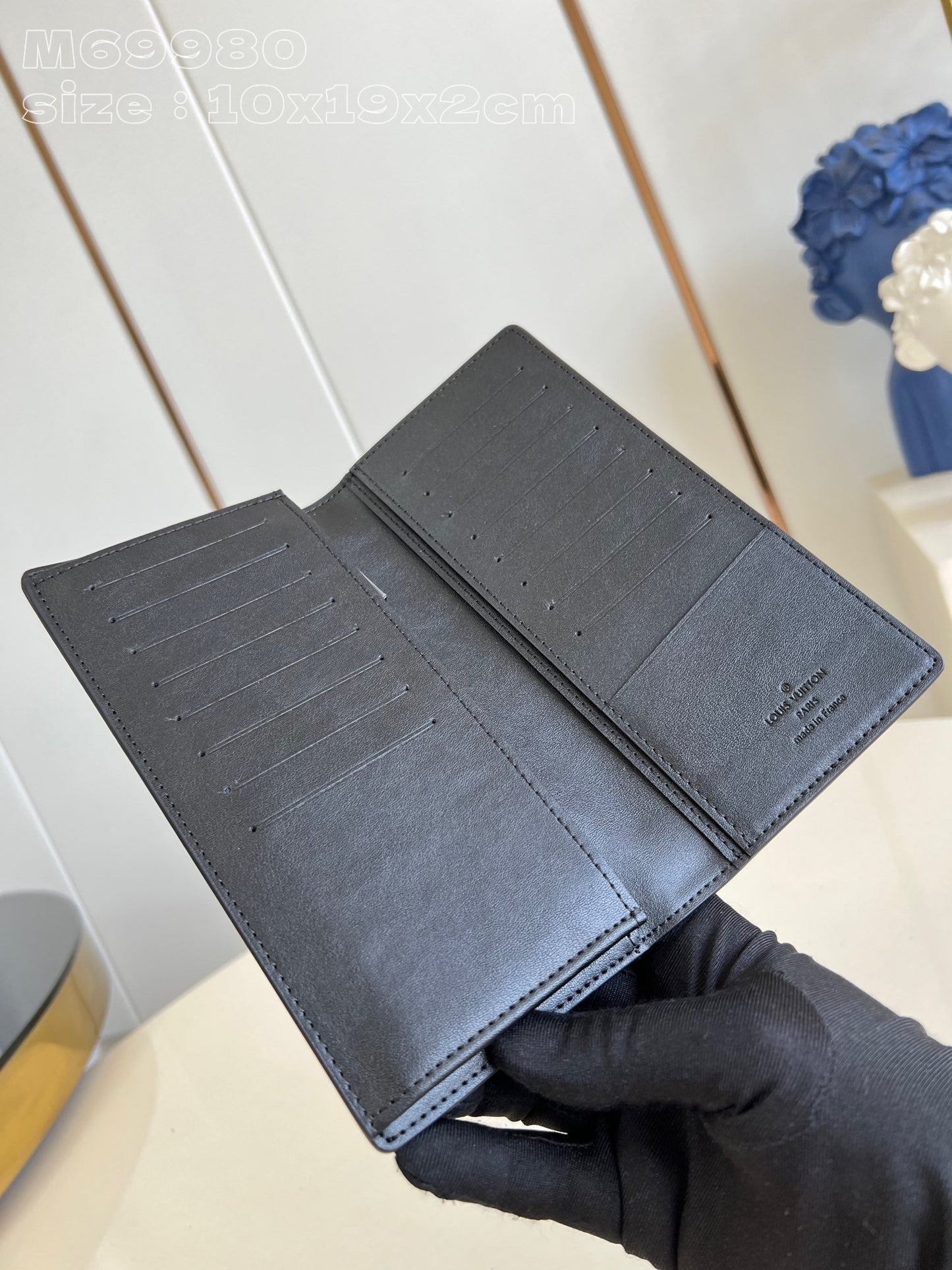 BRAZZA ウォレット エアログラム 19cm ブラック カーフスキン