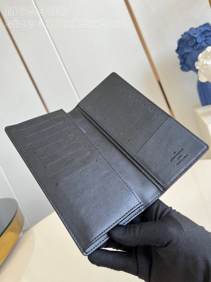 BRAZZA ウォレット エアログラム 19cm ブラック カーフスキン