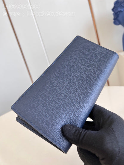 BRAZZA WALLET AEROGRAM 19CM BLUE CALFSKIN