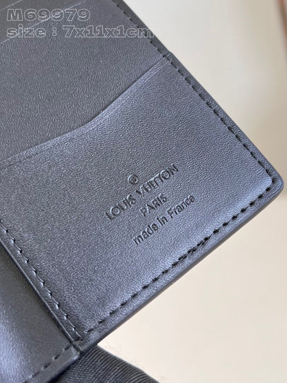 WALLET POCKET ORGANIZER AEROGRAM 11CM BLACK CALFSKIN