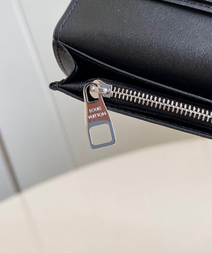 PORTEFEUILLE BRAZZA 19CM EN CUIR DE VEAU NOIR