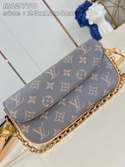 LV Woc Ivy 23,5 en toile grise monogrammée
