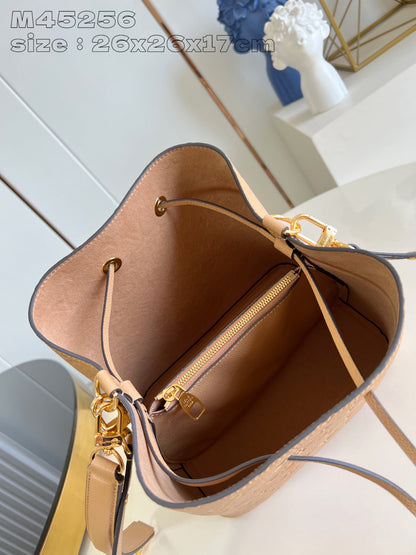 LV Neo Noe Bucket Bag 26cm Brown White Monogram Empteinte Calfskin