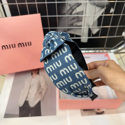 BANDEAU À NŒUD EN JEAN BLEU BALTIQUE MÉLANGÉ BLANC 205577