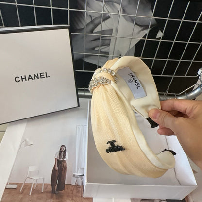 BEIGE CREAM SILK AND FABRIC HAIRBAND 410876