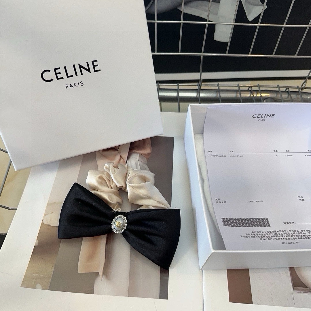 Chouchou en soie noir et blanc mélangé 410891