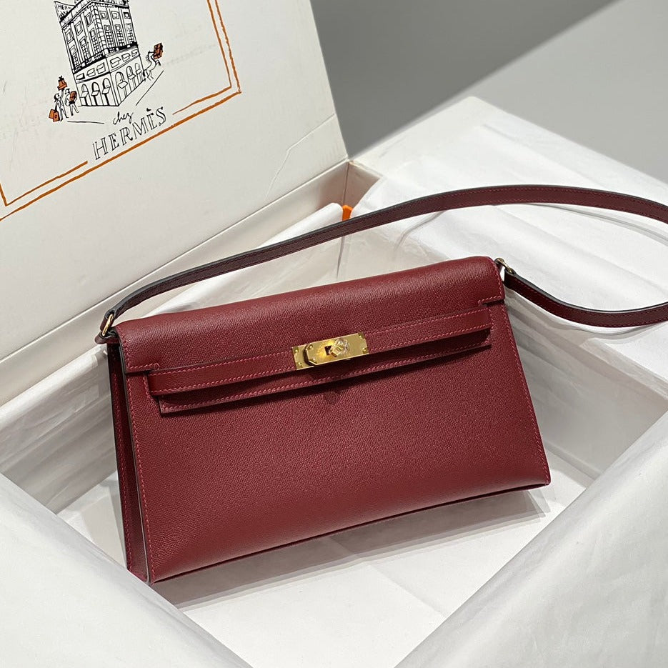 HM Kelly Elan 27 cm en cuir rouge Ghw