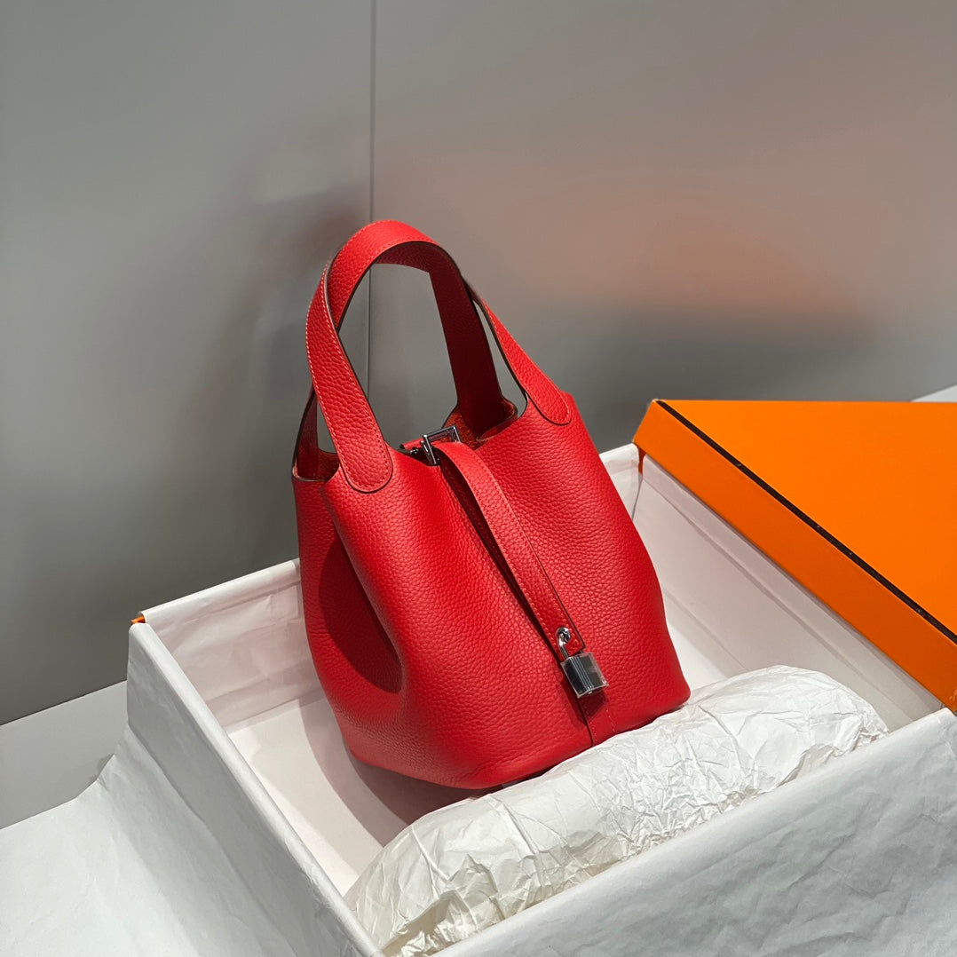 serrure picotin cuir togo rouge quincaillerie argentée
