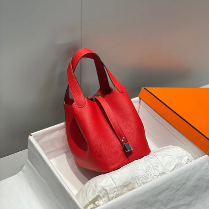 serrure picotin cuir togo rouge quincaillerie argentée
