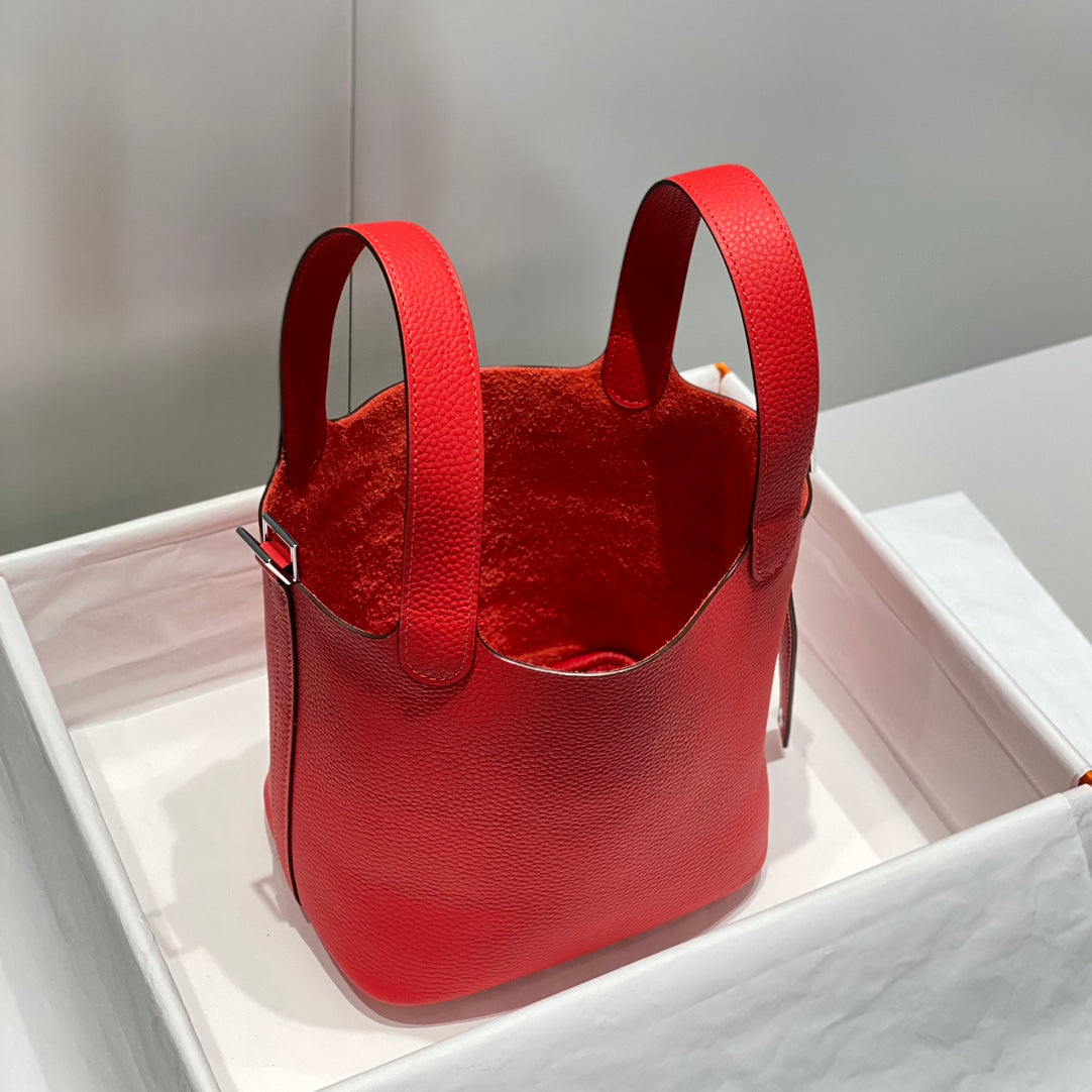 serrure picotin cuir togo rouge quincaillerie argentée