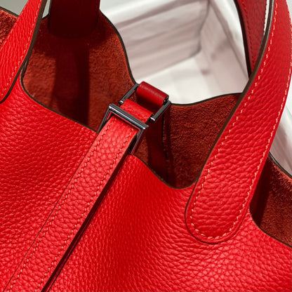 serrure picotin cuir togo rouge quincaillerie argentée
