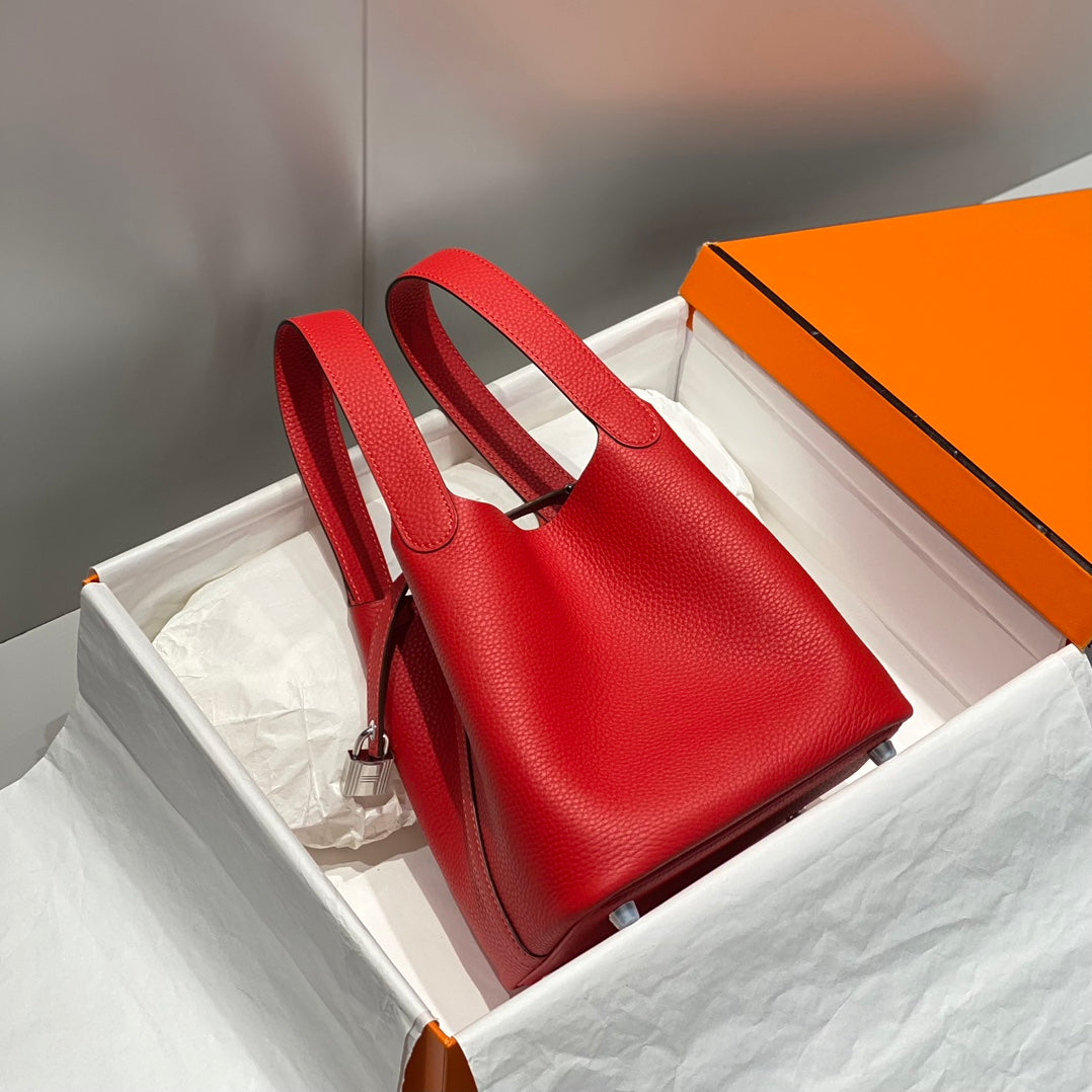 serrure picotin cuir togo rouge quincaillerie argentée