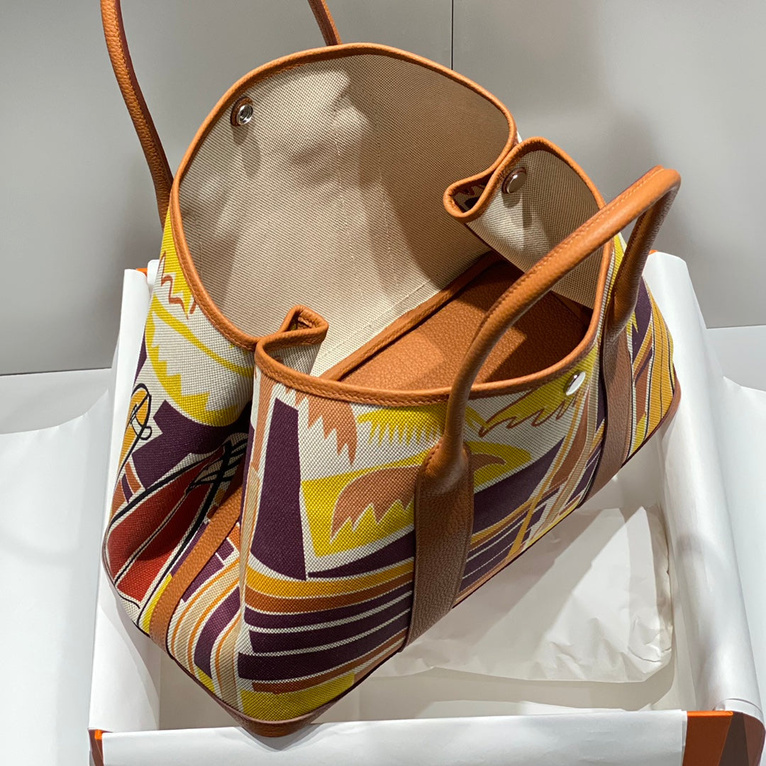 HM Garden Party 36 Toile multicolore et cuir de veau Negonda 243397